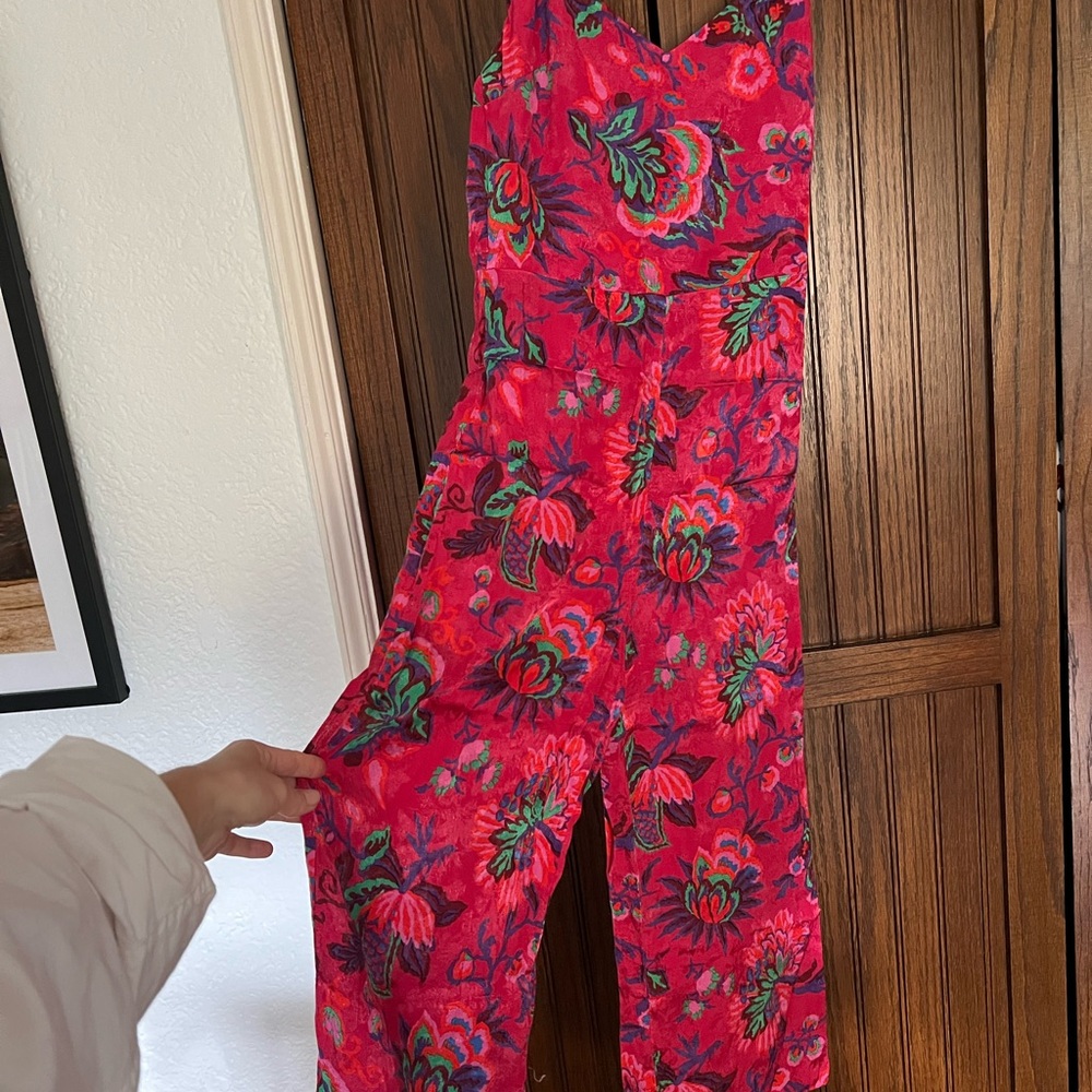 Bright Pink Floral Jumpsuit with Matching Jacket